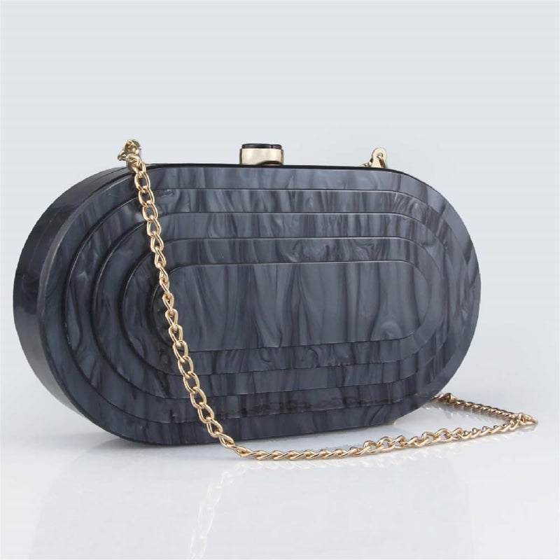GSYPS Acrylic Evening Clutch Bag for Women Shell Shape Shoulder Crossbody Bag Glitter Marble Purse Handbag - Image 4